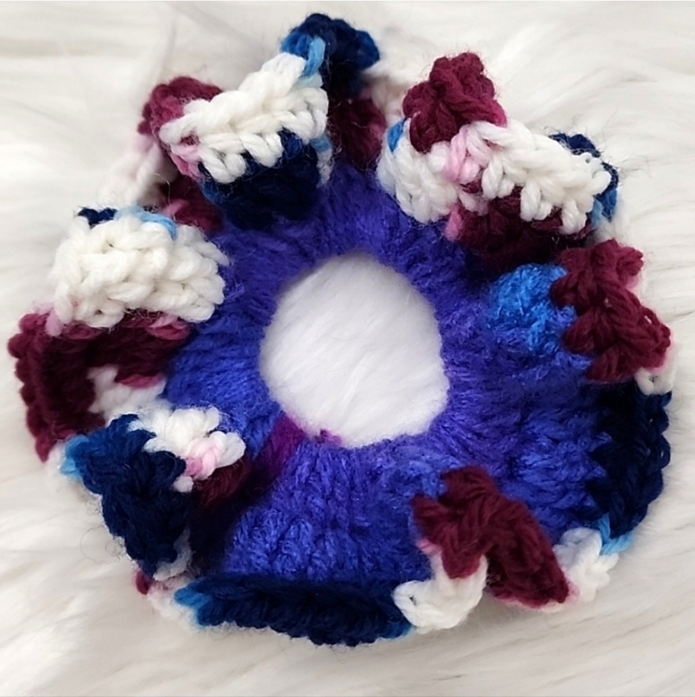 Handmade Textured Crocheted Scrunchies Ponytail Holder Hair Tie Set Of 2 - New - Picture 4 of 4